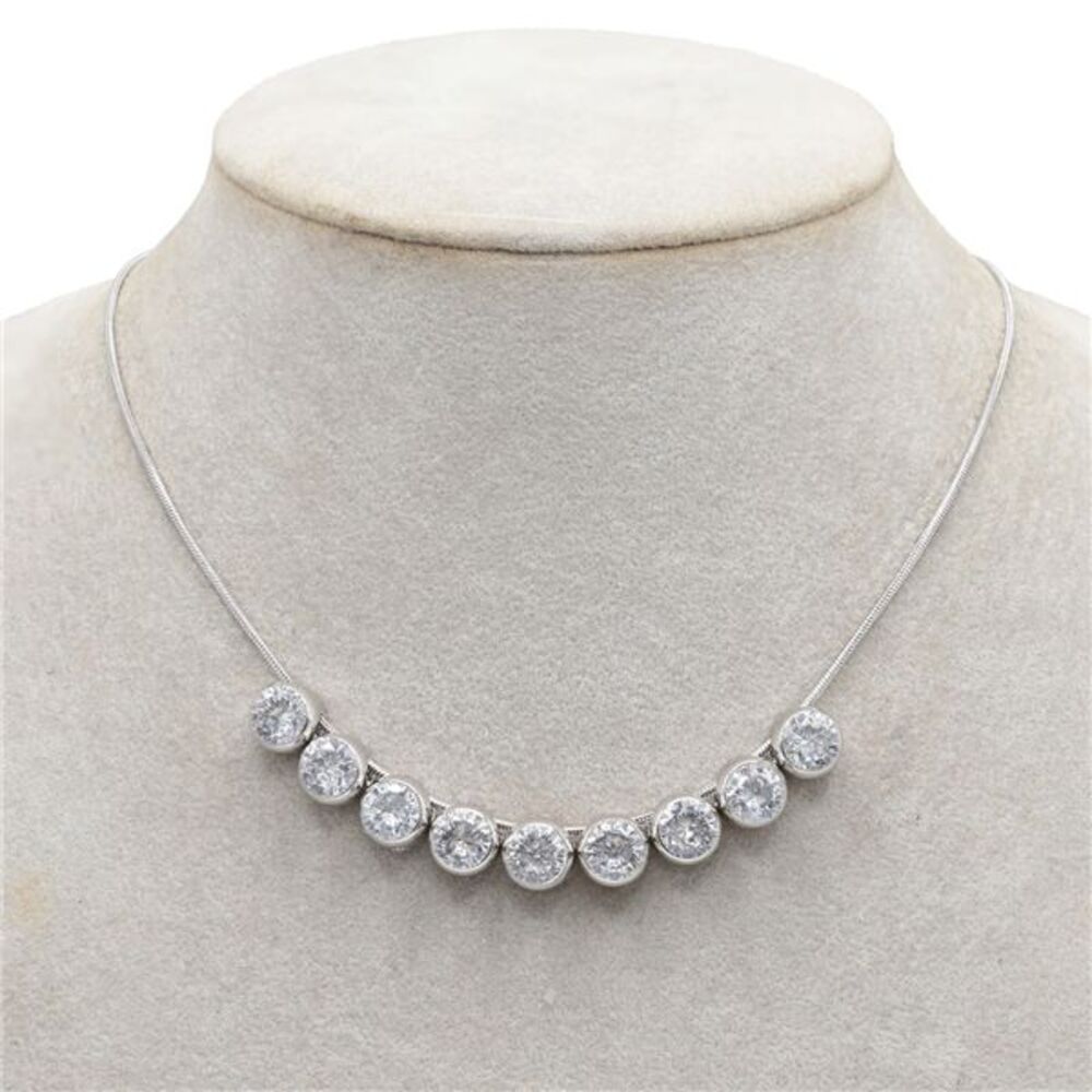 Made with Swarovski Crystals White Gold Plated + CZ Necklace  Brand New!